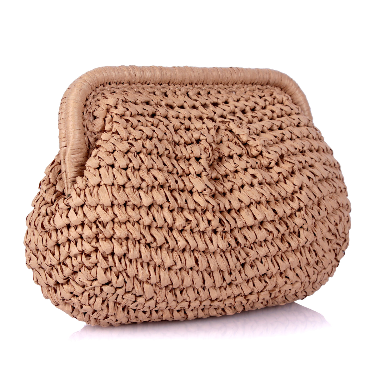 Raffia woven clutch