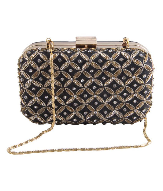 Black jaal antique clutch