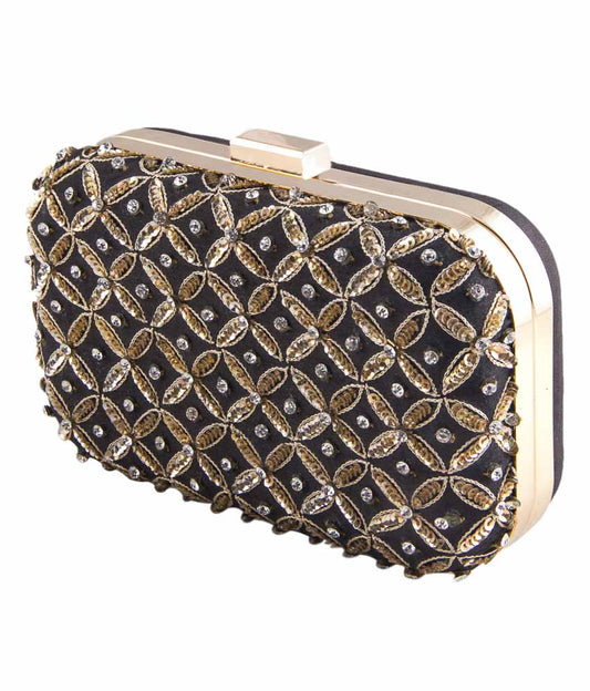 Black jaal antique clutch