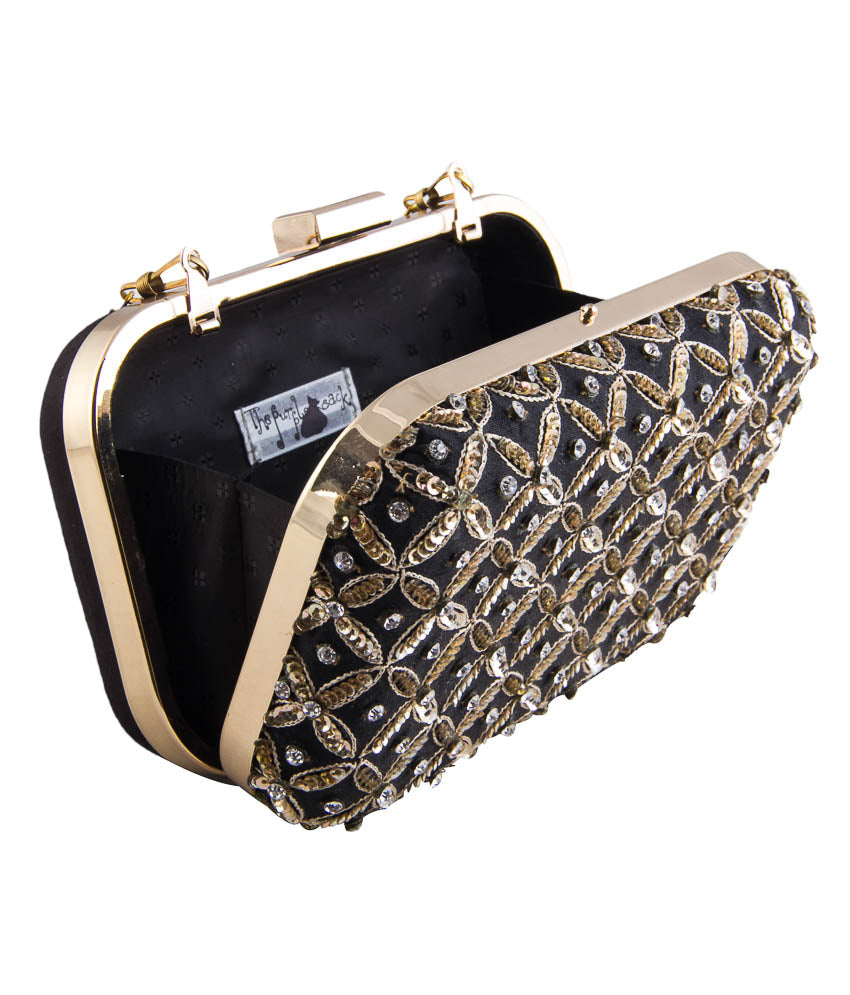 Black jaal antique clutch