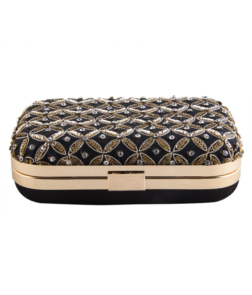Black jaal antique clutch
