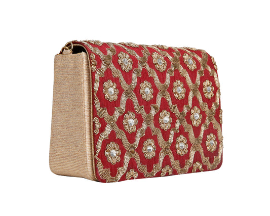 Maroon Jaal clutch