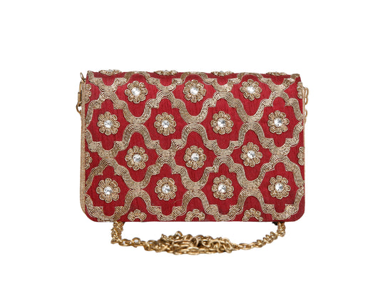Maroon Jaal clutch