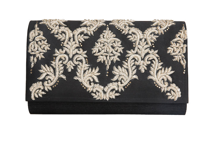 Black zardosi clutch