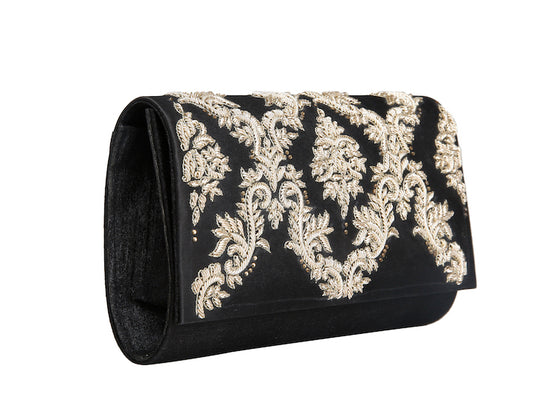 Black zardosi clutch