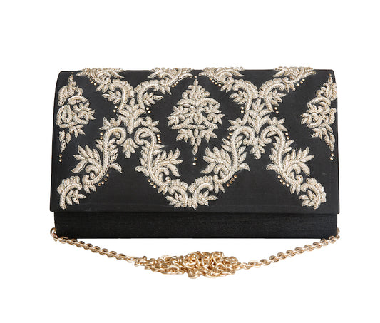 Black zardosi clutch