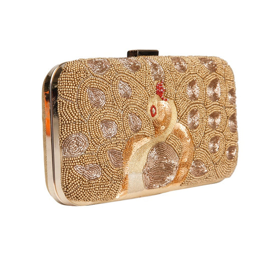 Beaded peacock clutch