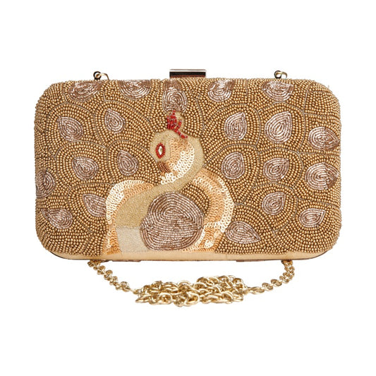 Beaded peacock clutch