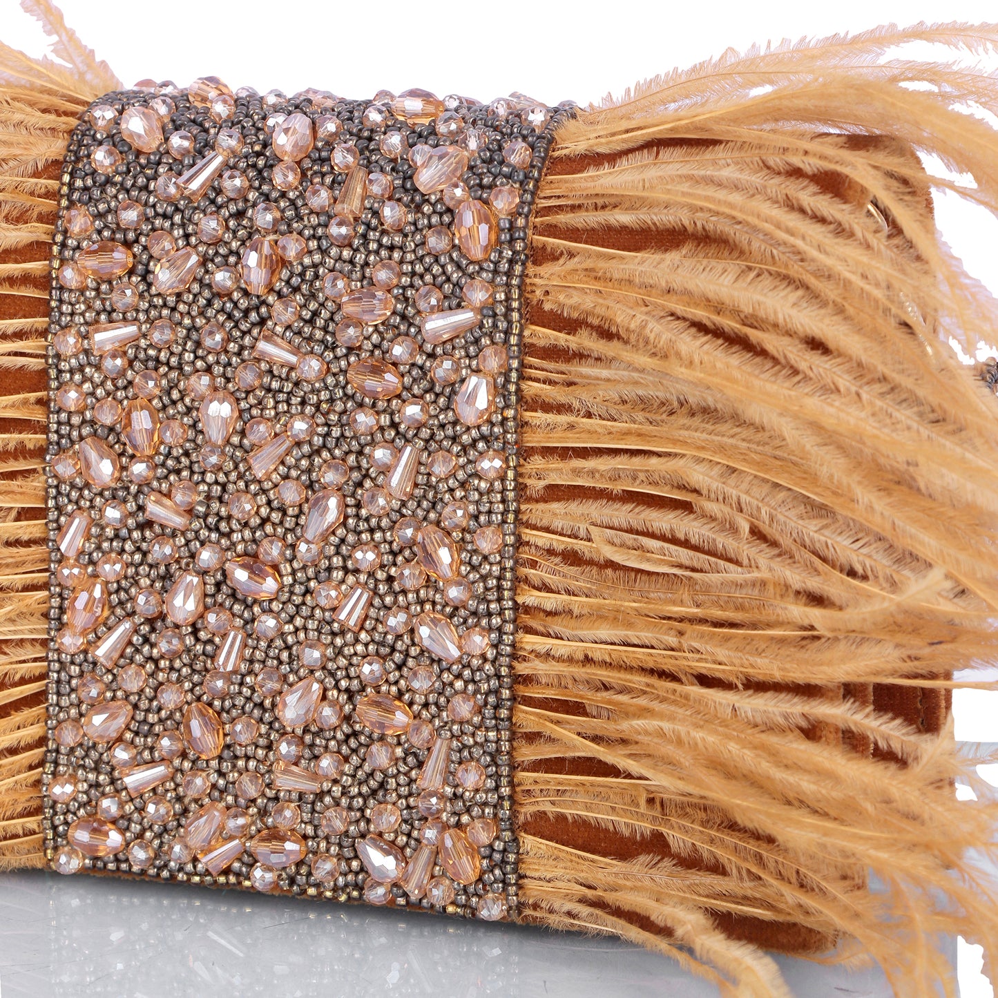 Gold feather clutch