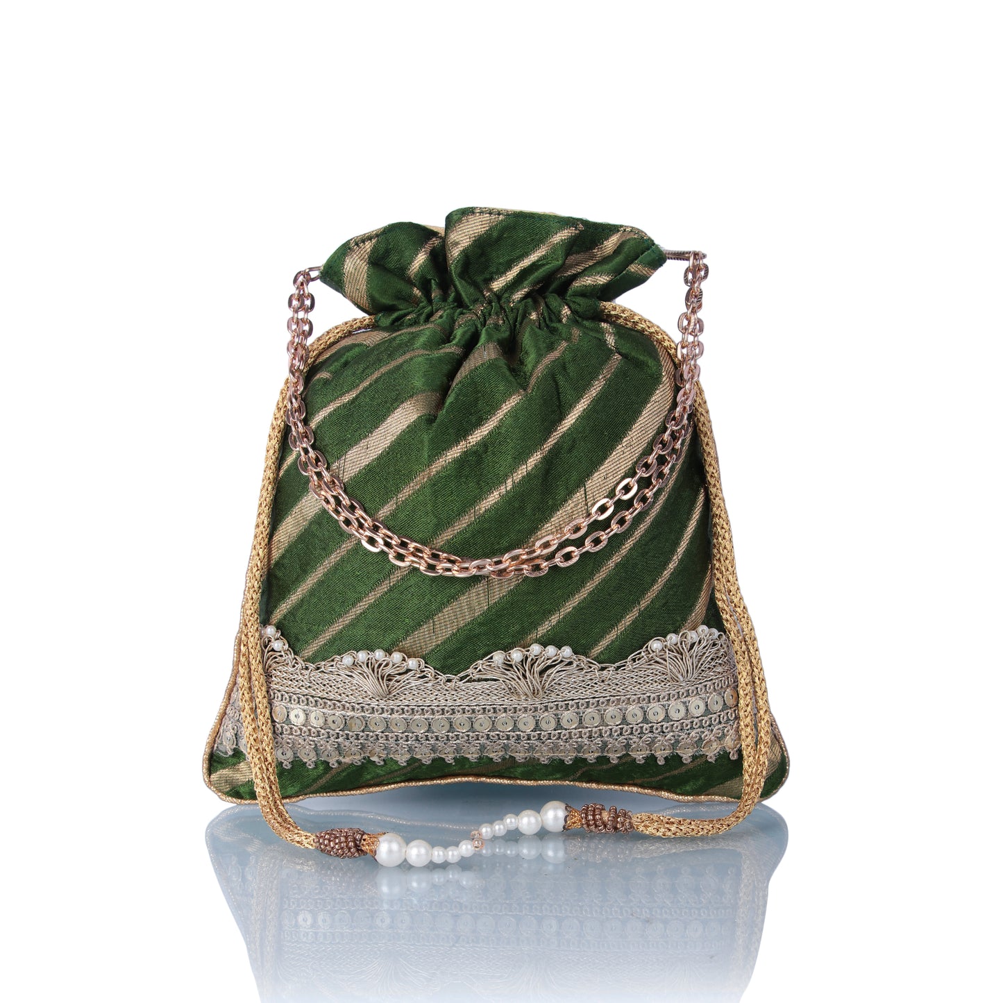 Green Brocade potli bag