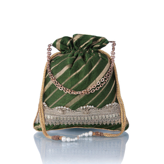 Green Brocade potli bag