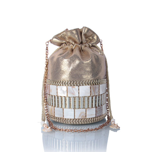 Elane gold mother of pearl potli