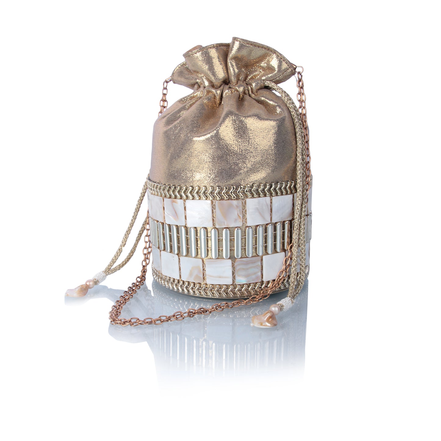 Elane gold mother of pearl potli