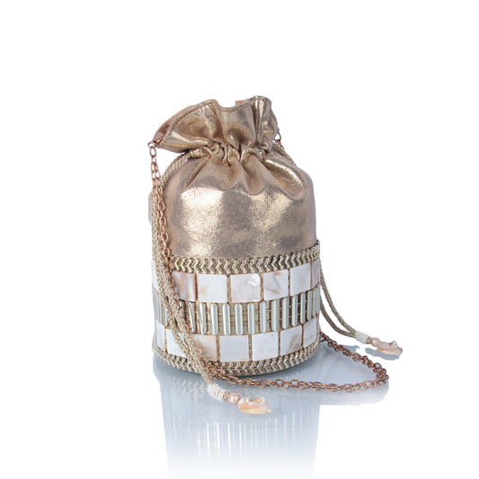 Elane gold mother of pearl potli