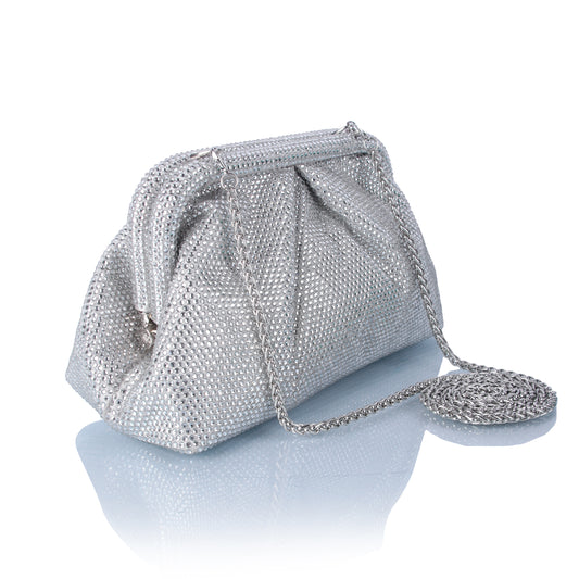 Silver rhinestone clutch