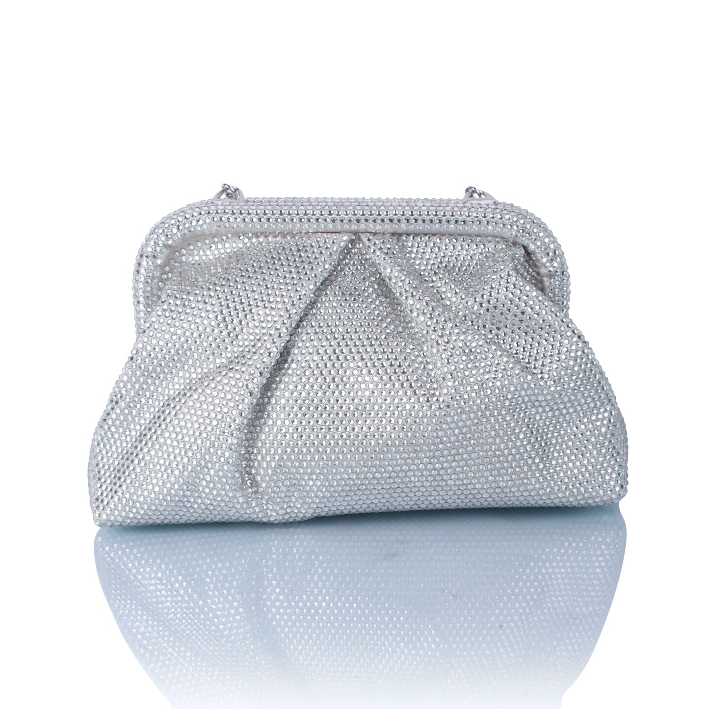 Silver rhinestone clutch