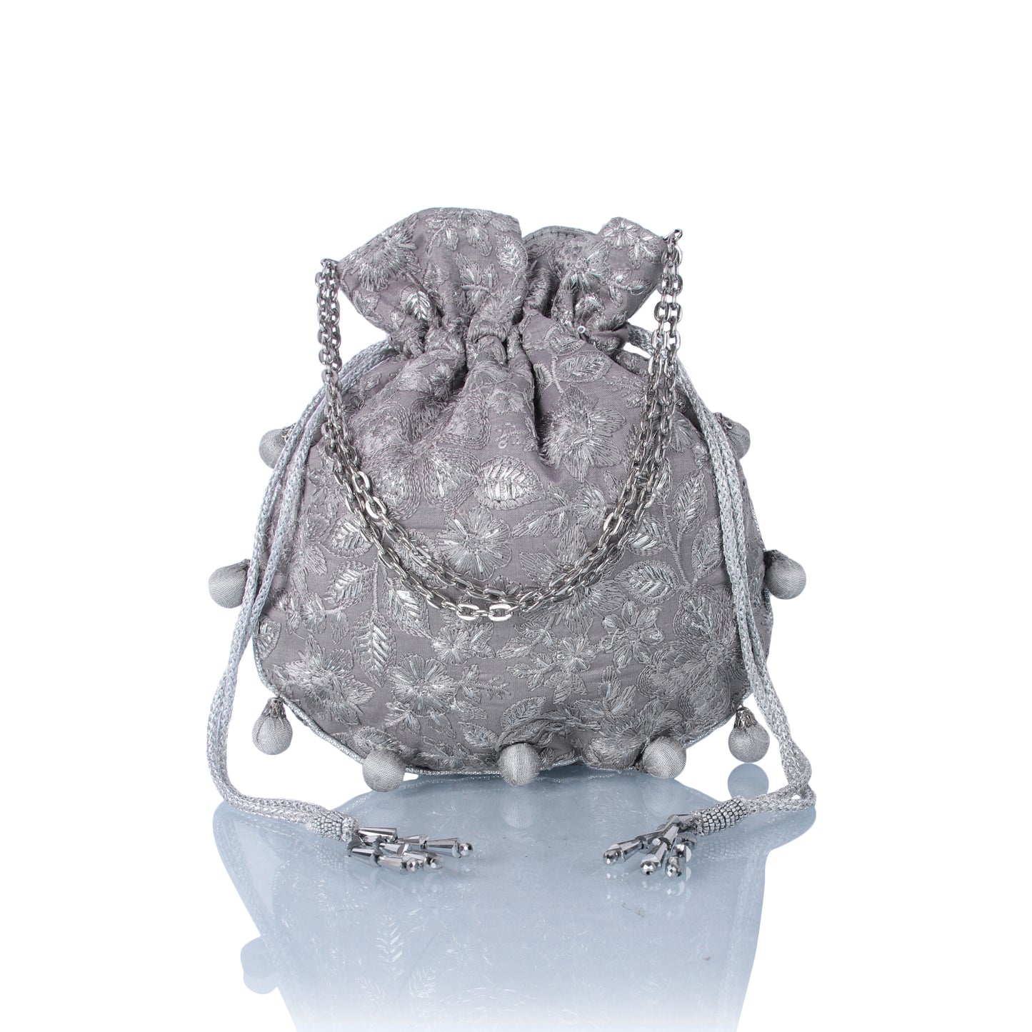 Grey ball potli bag