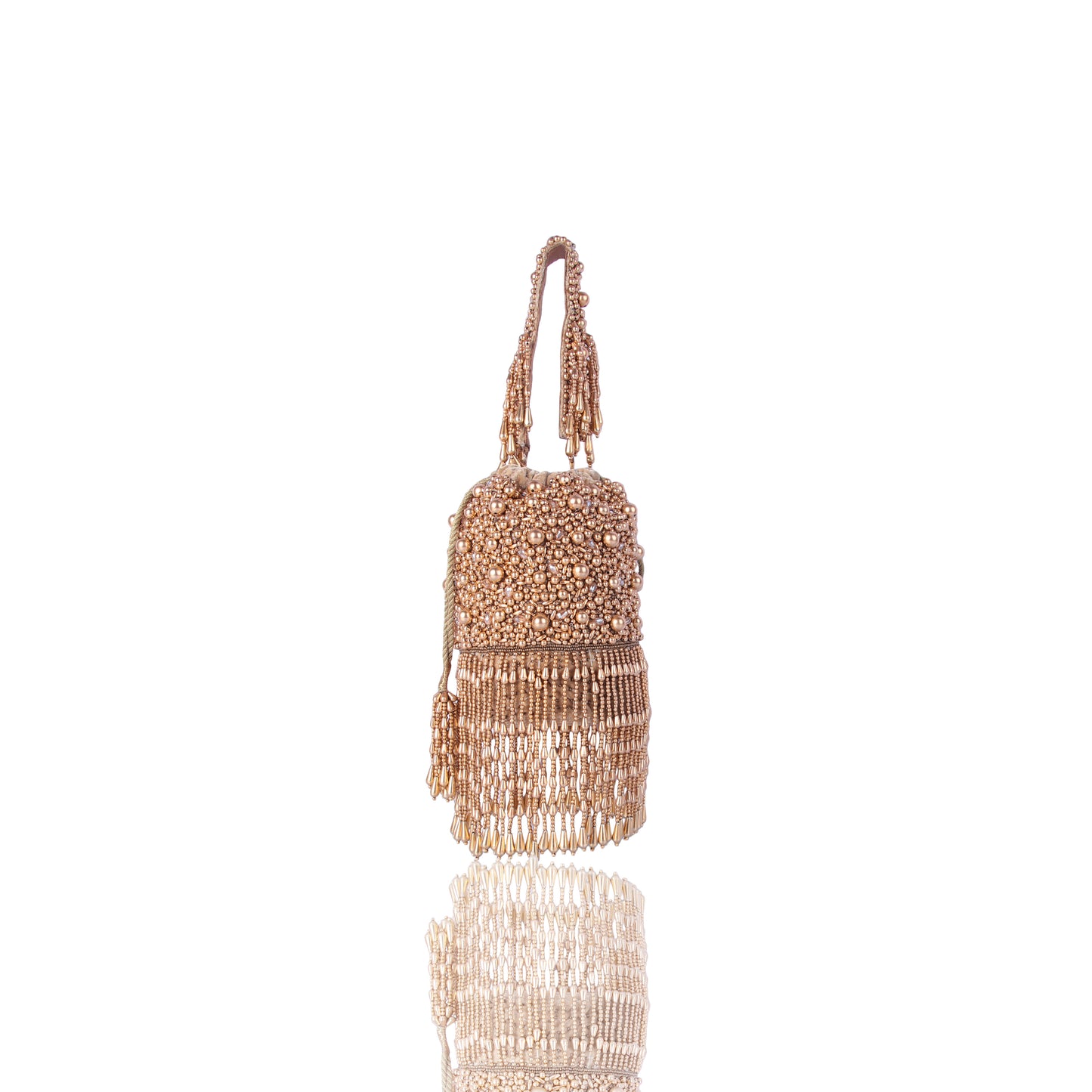 Golden pearl drop potli bag