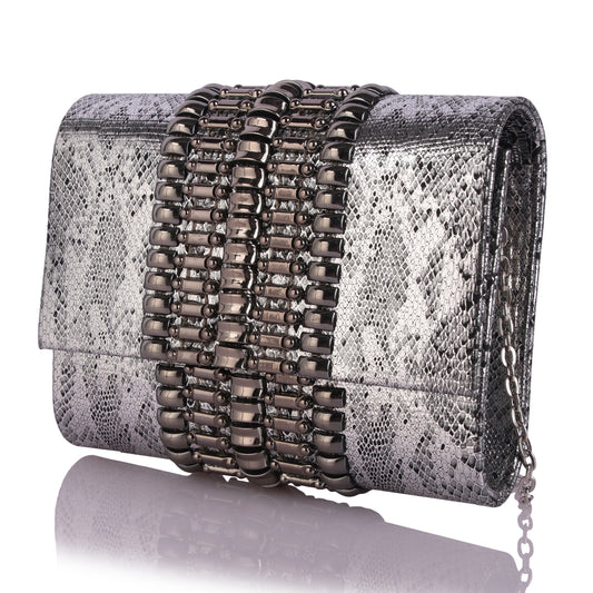 Grey sashaa clutch