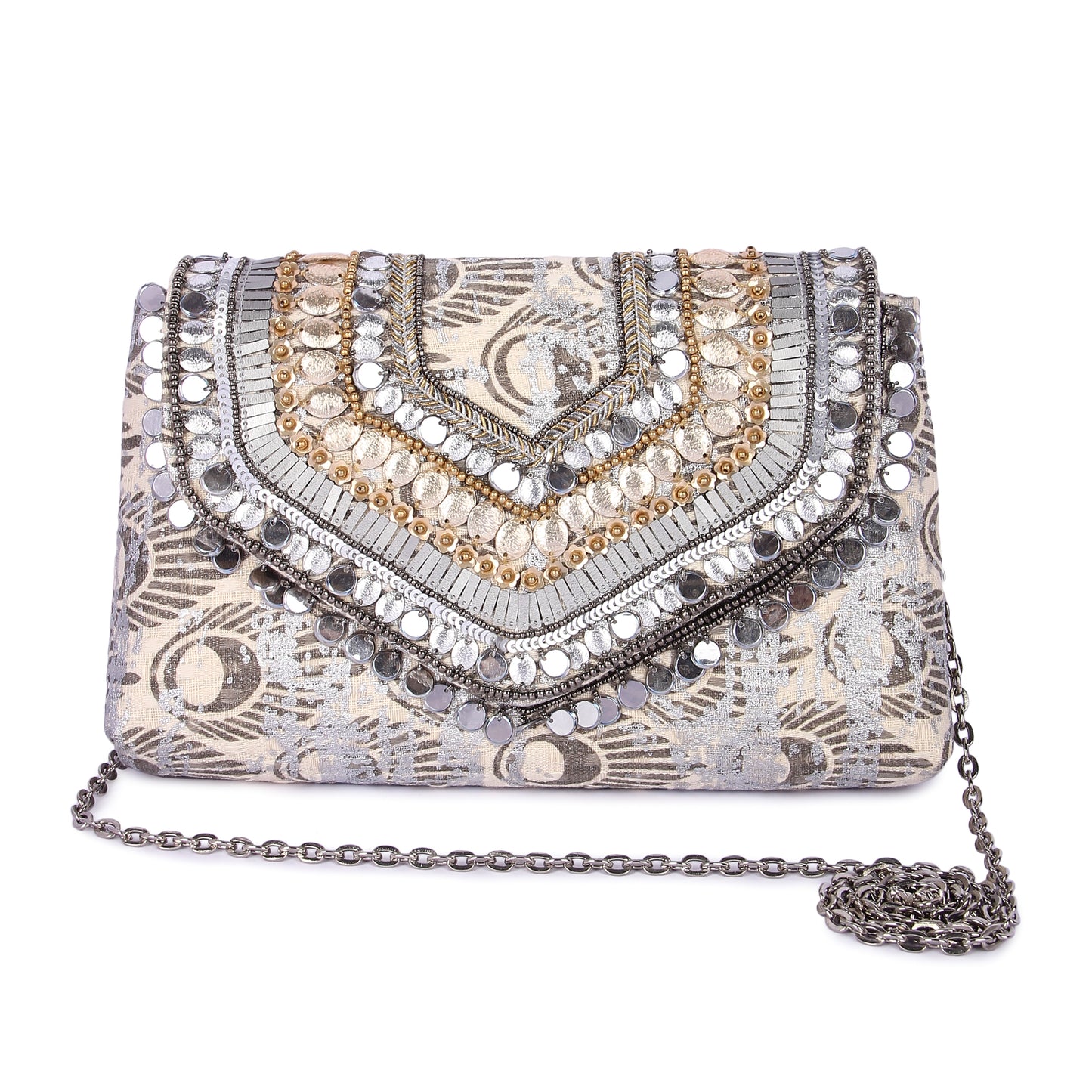 Silver gold duo clutch