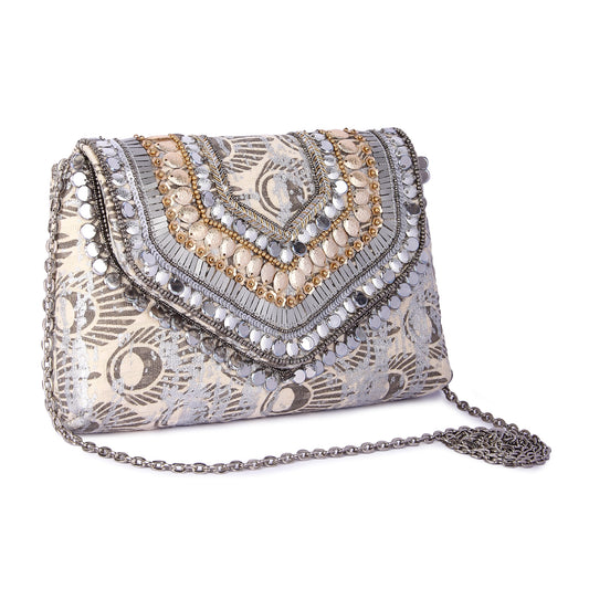 Silver gold duo clutch