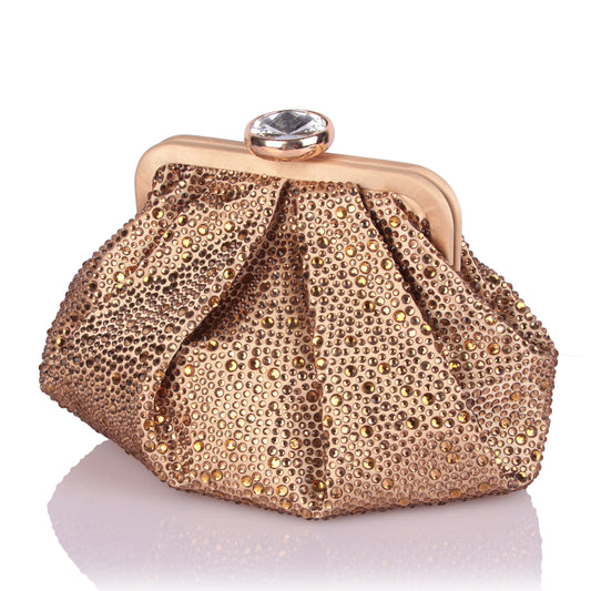 Stone studded gold bag