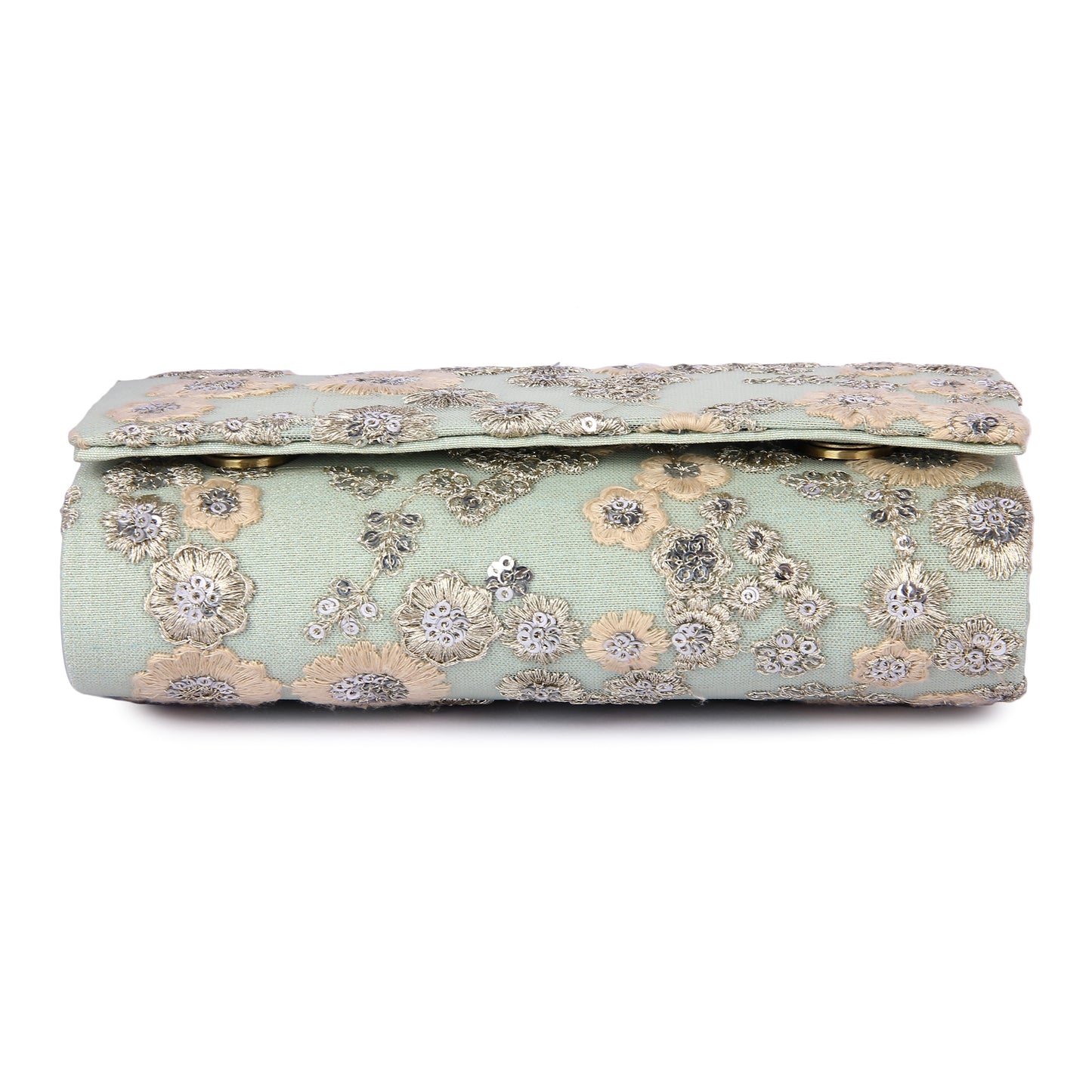 Mint green floral clutch