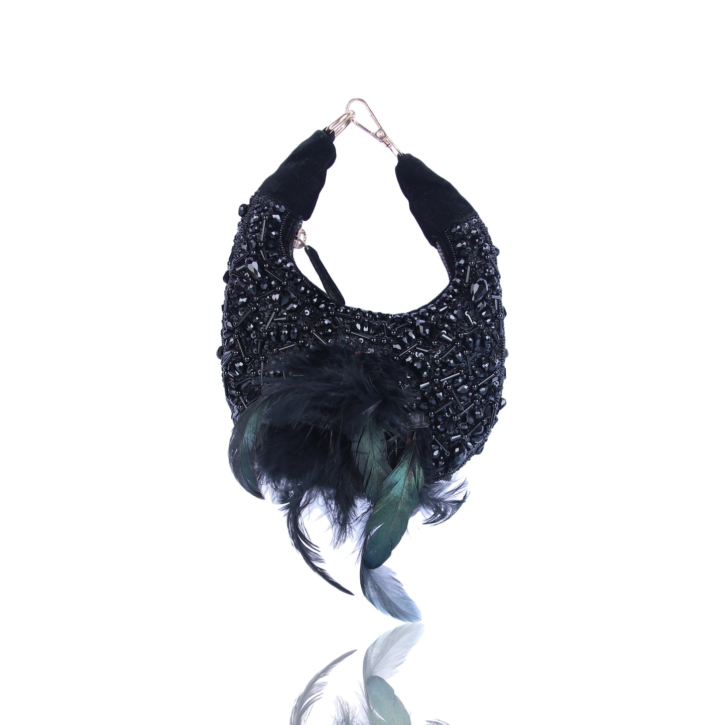 Feather black moon bag