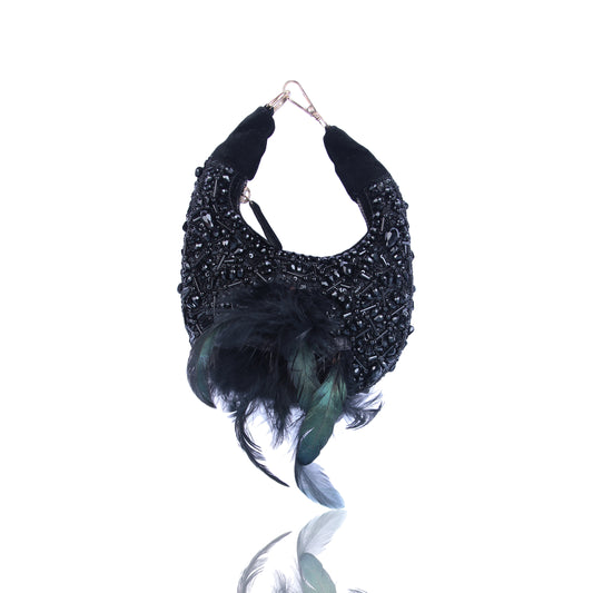 Feather black moon bag