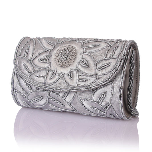 Beaded flower clutch