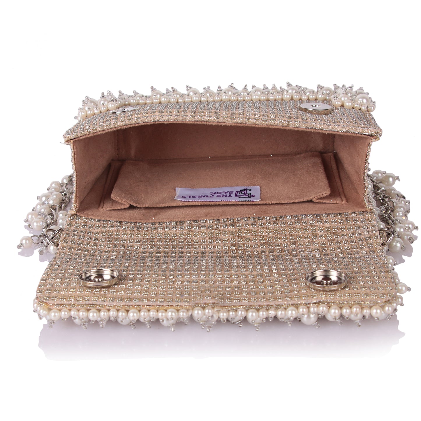 Gold pearl clutch