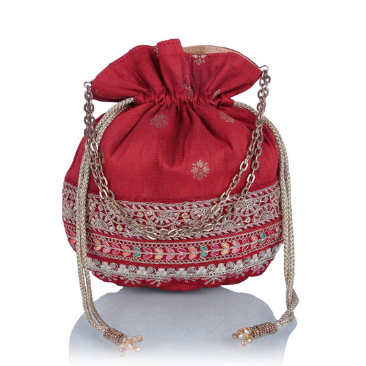 Red silk potli