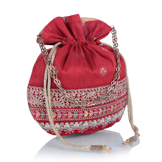 Red silk potli