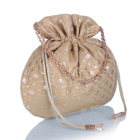 Golden brocade potli bag