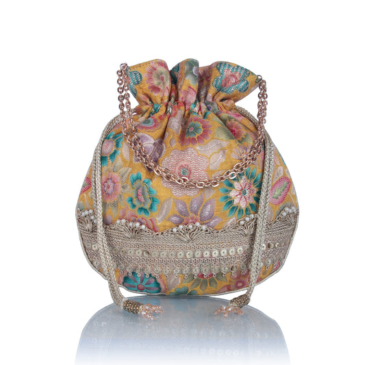 Multicolour brocade potli bag