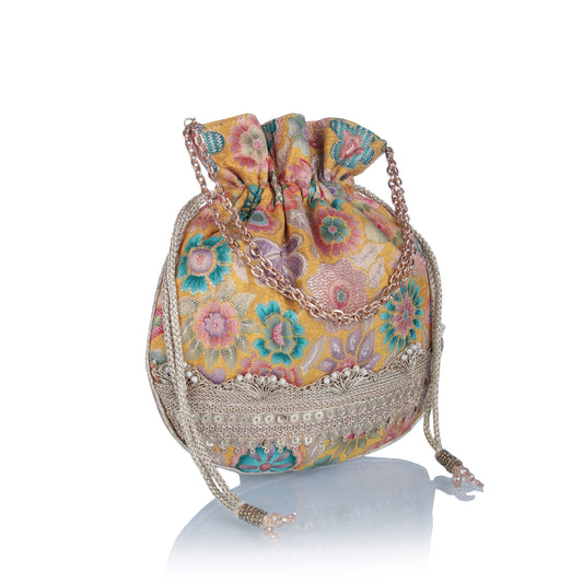 Multicolour brocade potli bag