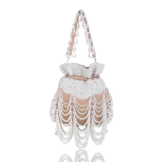 Pearl on gold potli bag