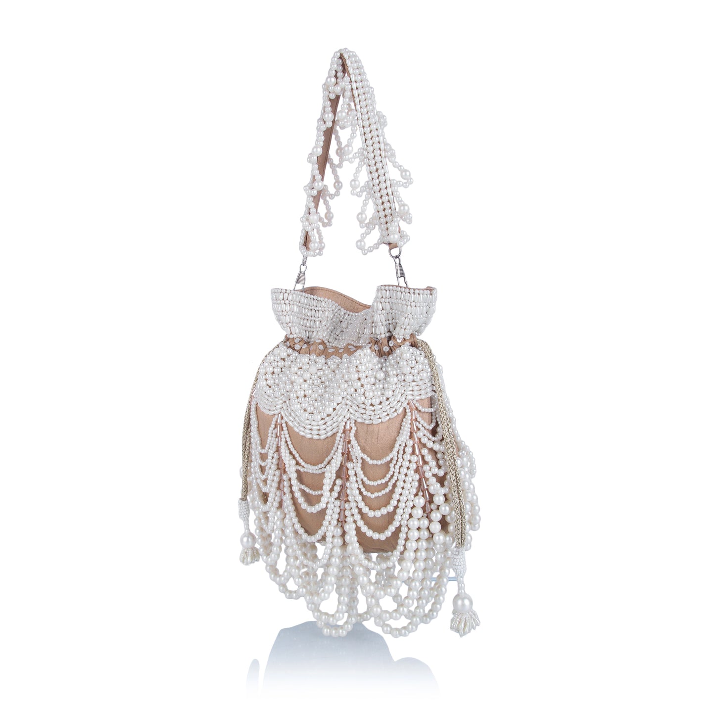 Pearl on gold potli bag