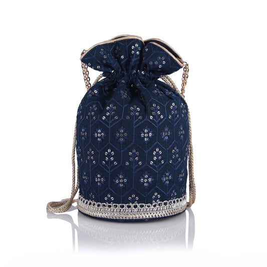 Ebony blue potli bag