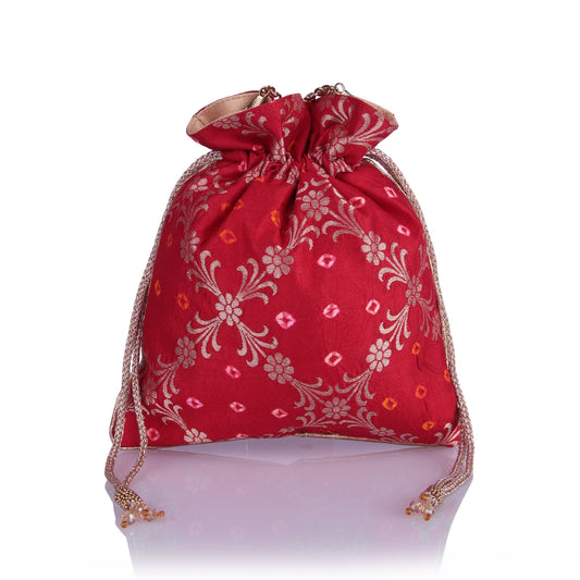 Bandhani brocade potli bag