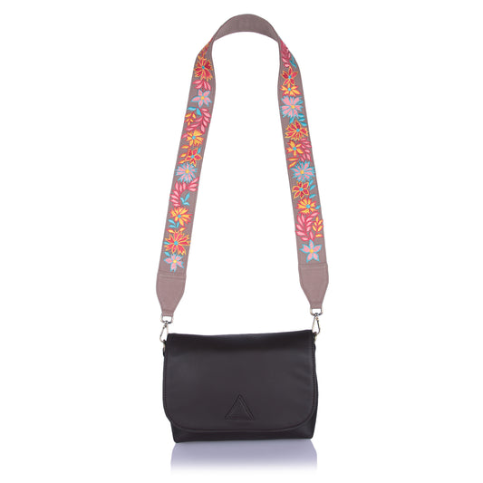 Brown triangle sling bag