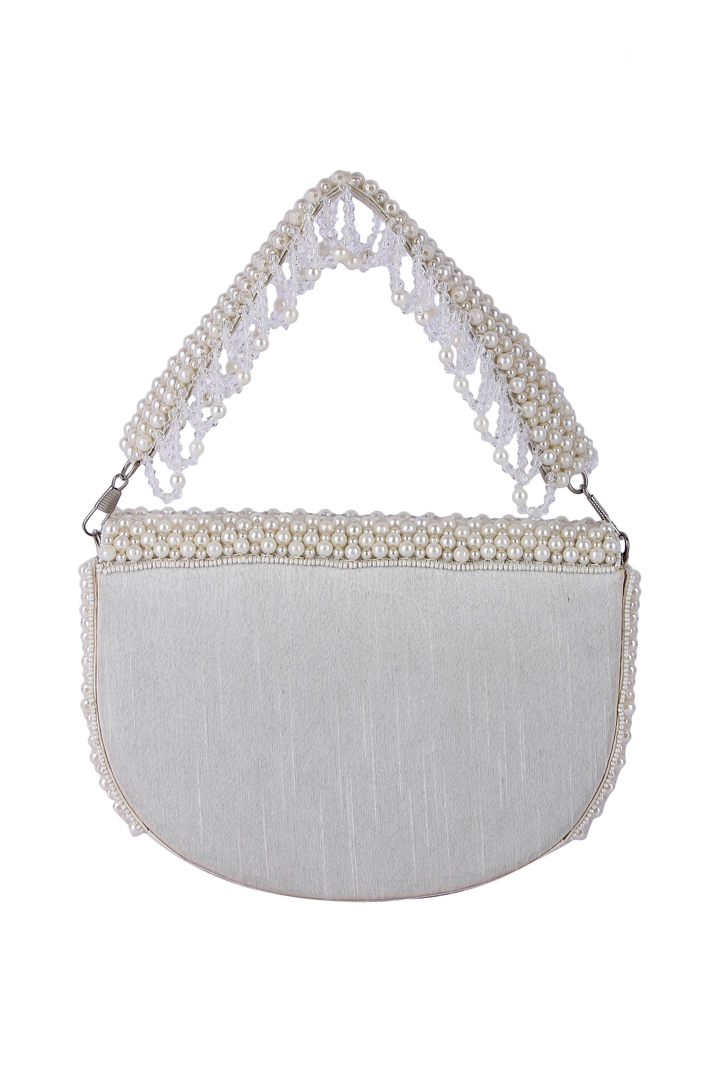 Rubeena white pearl clutch