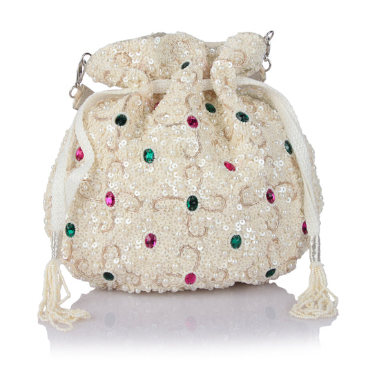 Blanco white potli bag