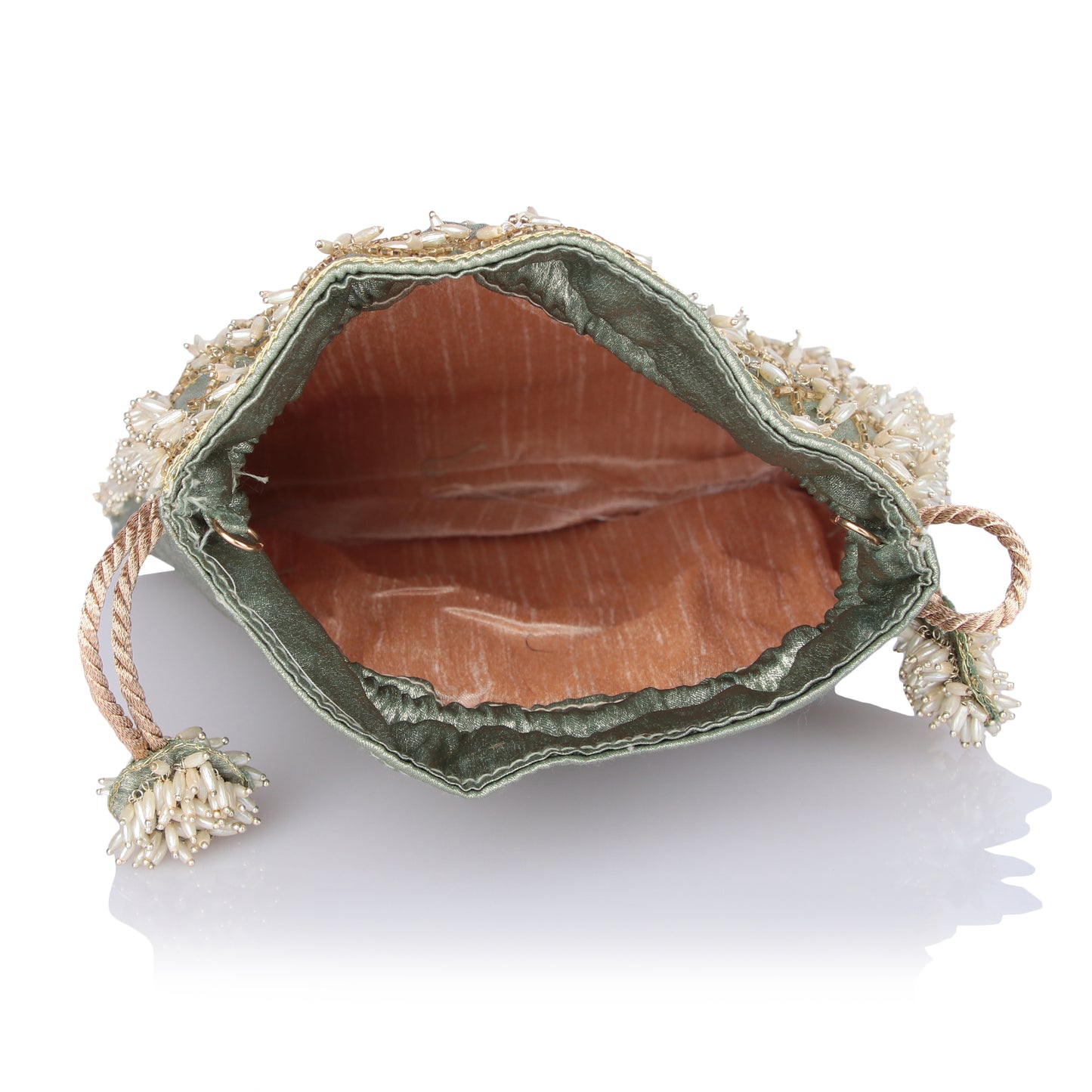 Sage pearl potli bag