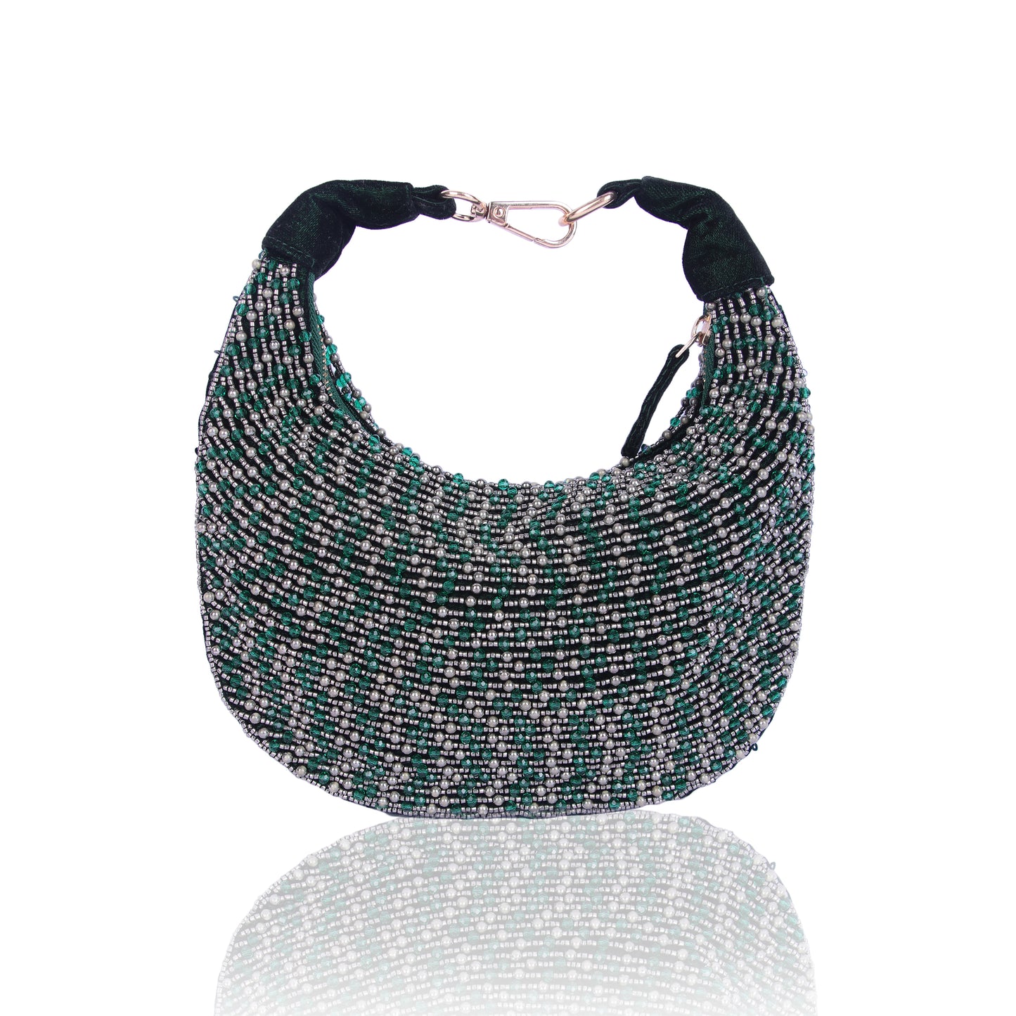 Green beaded moon bag