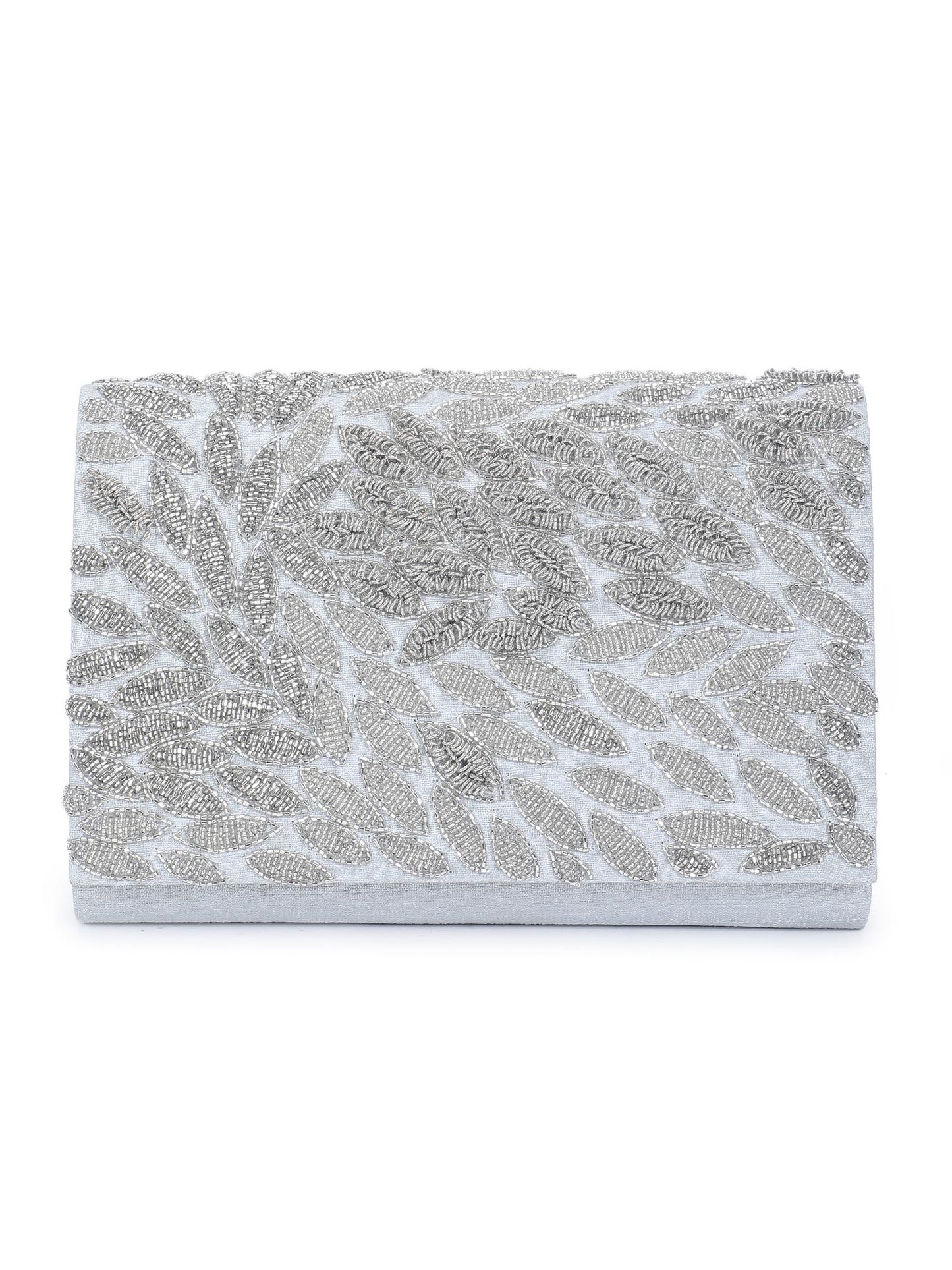 Silver sizzle clutch