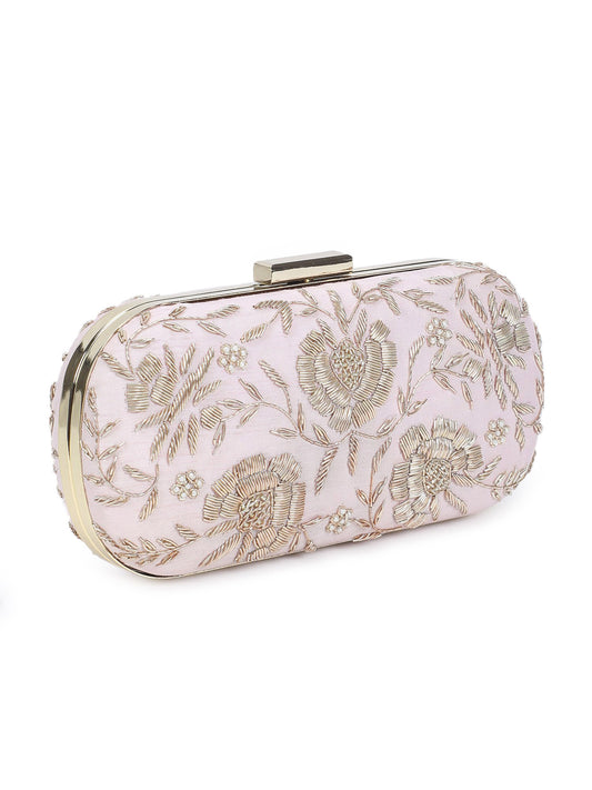 Pretty pink floral clutch