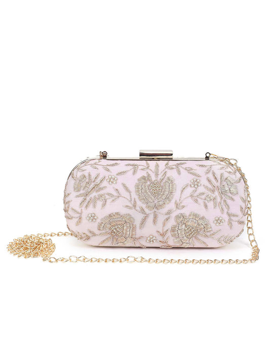 Pretty pink floral clutch