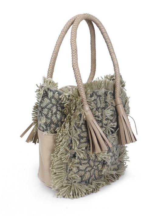 Wool Boho Tote Bag