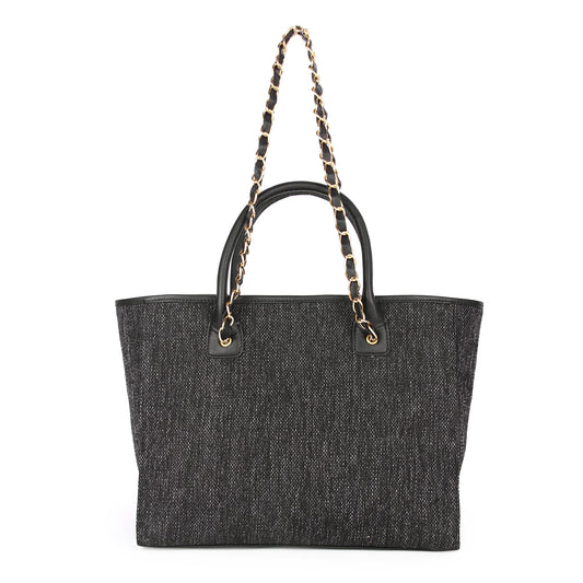 Black canvas tote bag